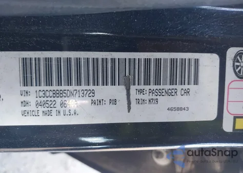 2013 Chrysler 200 Touring из США, поврежденный, VIN 1C3CCBBB5DN713729